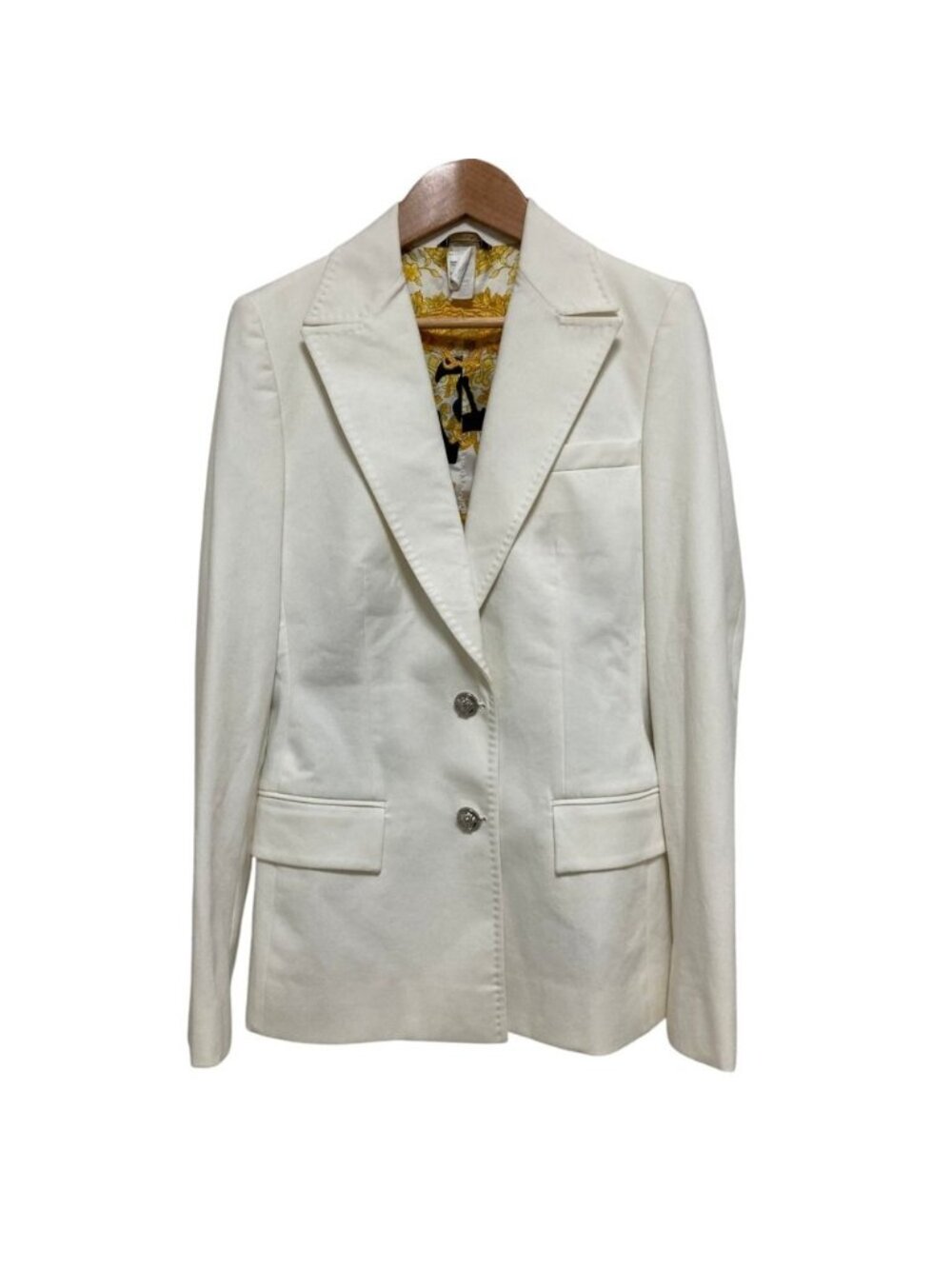 Versace Lining Baroque Pattern Medusa Button Tailored Jacket White Spring 38
